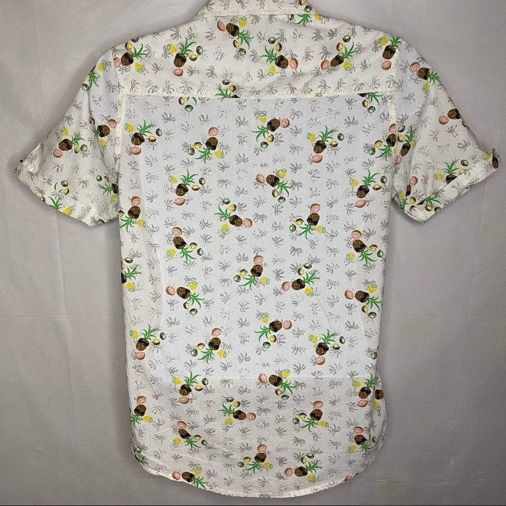 Carbon Pineapple Pattern Button Up Shirt Size S - image 2
